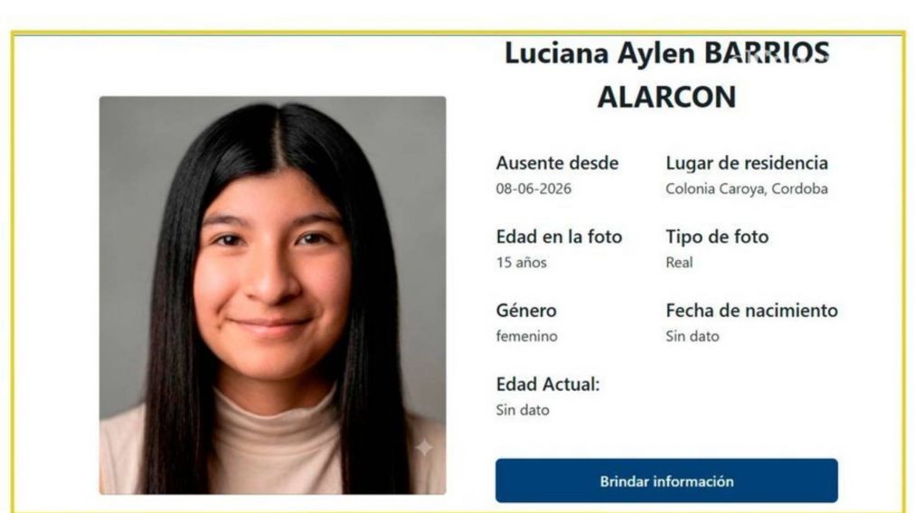Búsqueda de Luciana: activaron la alerta Sofía tras su desaparición en Córdoba.