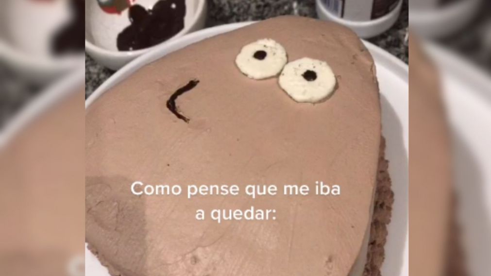 Un nuevo caso de "expectativa versus realidad", esta vez con una torta de "Pou", gener� risas en redes sociales (Captura TikTok).