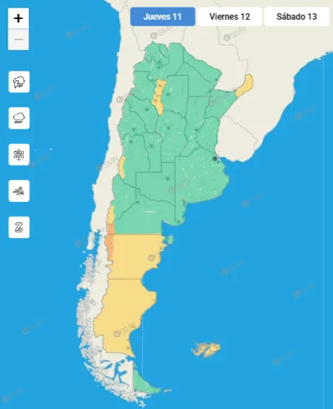 Hay alerta naranja y amarillo por tormentas, vientos fuertes y nevadas en varias zonas del país (Imagen captura).