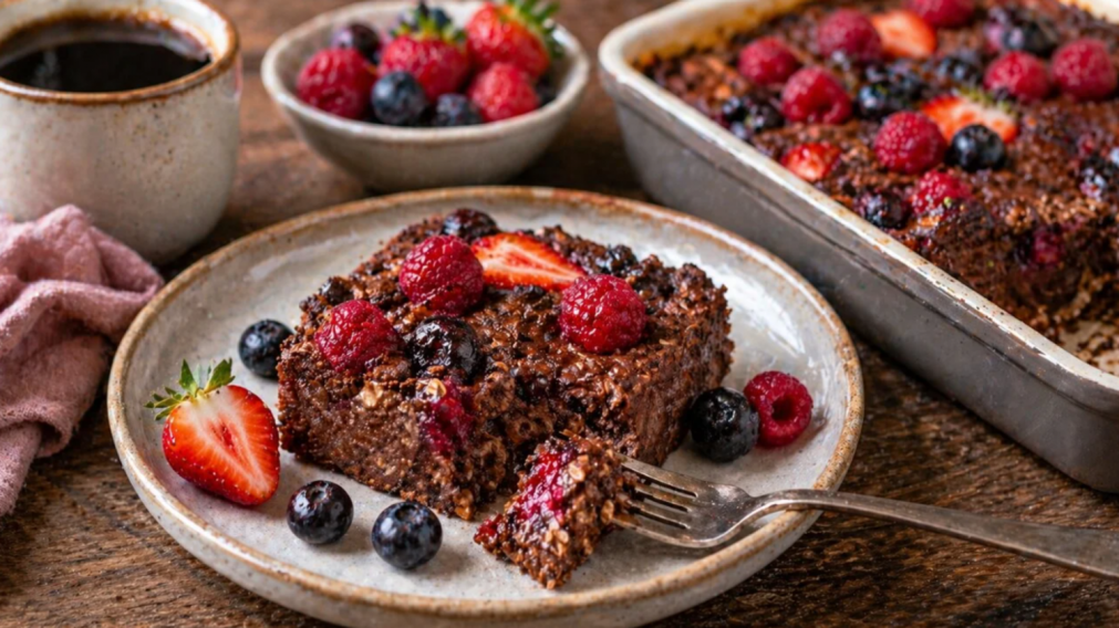Receta nutritiva y saciante: c�mo hacer avena horneada con cacao tipo bownie. 