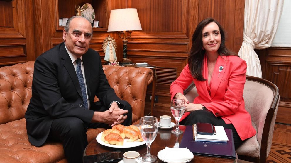 Victoria Villarruel recibió a Guillermo Francos previo a su exposición en el Senado.