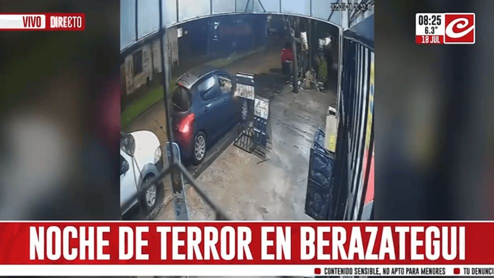 Violento robo en la puerta de un comercio en Berazategui.