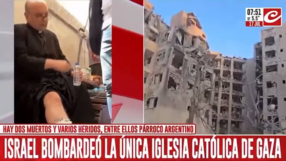 Israel bombardeó la única iglesia católica y resultó herido el cura argentino Gabriel Romanelli.