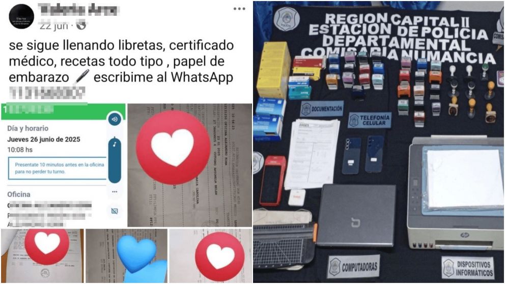 La publicación de la acusada y los elementos secuestrados.