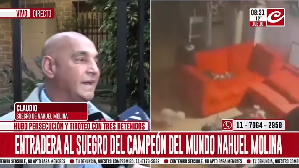 Violenta entradera al suegro de Nahuel Molina: le gatillaron la cabeza y se enfrentaron con la Policía.