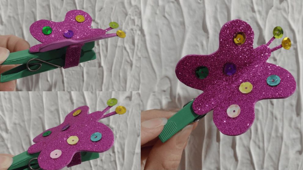 Una manualidad linda y f�cil: mariposas con broches rotos.