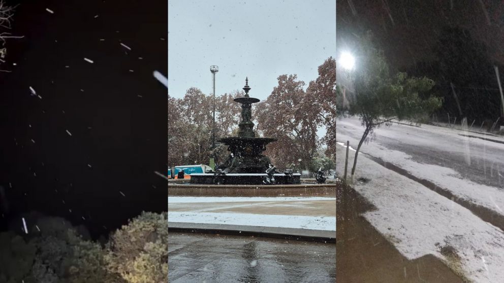 La nieve cubrió distintas zonas del centro del país.