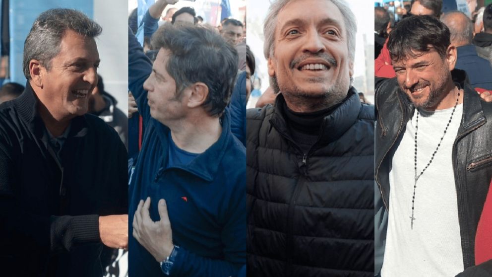 Sergio Massa, Axel Kicillof, Máximo Kirchner, Juan Grabois y más dirigentes en la Plaza de Mayo.