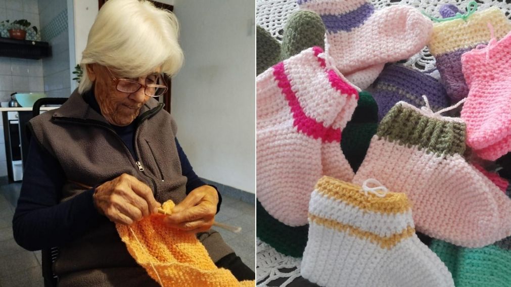 Un ejemplo de vida: tiene 92 años y teje para abrigar a chicos carenciados,