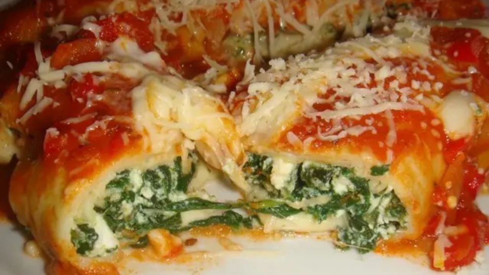 Unos ricos canelones de verdura y ricota.