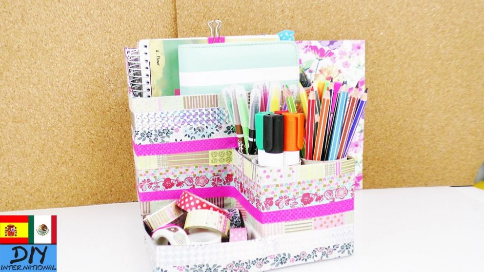 Como crear un portalápices reciclado utilizando cajas de cartón.