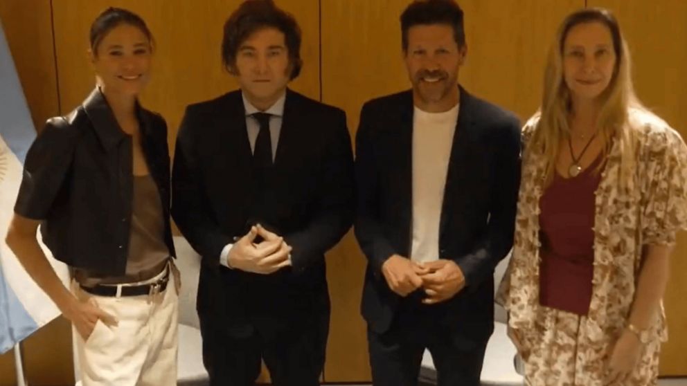 ¡VIDEO! En España, Javier Milei se reunió Diego Simeone: "Jugué contra vos"