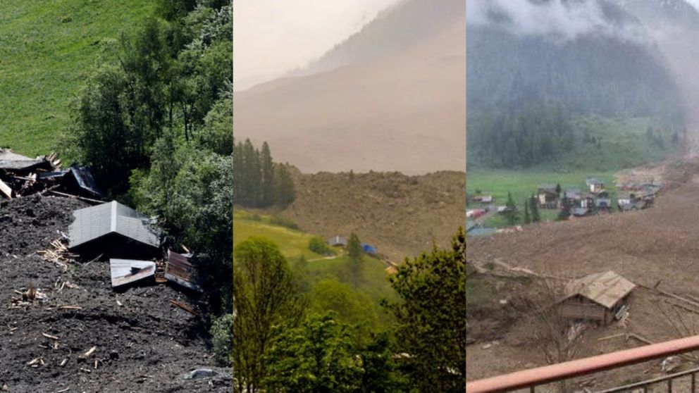 Las impactantes imágenes de la aldea suiza bajo rocas y hielo.