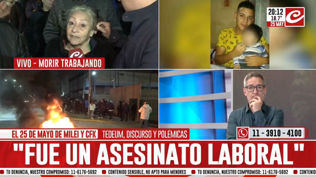 El hecho es calificado como "asesinato laboral" por los familiares y compañeros de Alan.