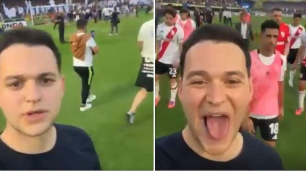 El video de la insólita agresión de Salas a un hincha de Boca al final del Superclásico: qué dijo el joven