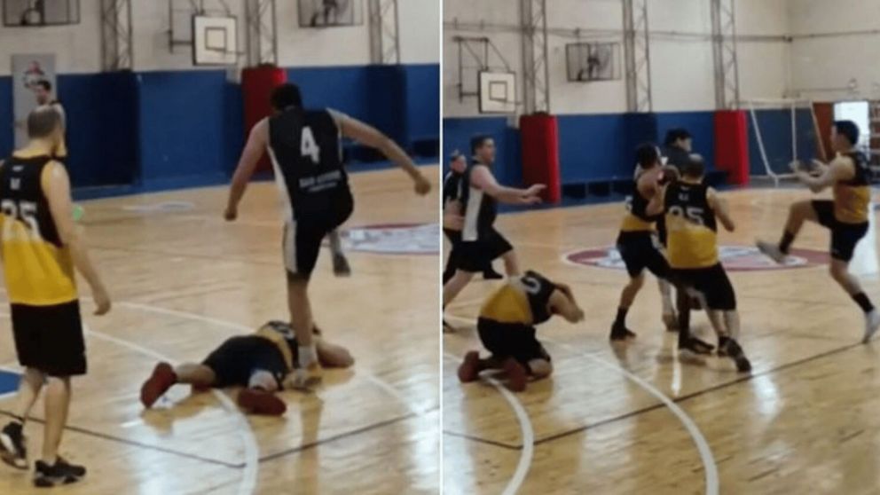 Básquet amateur violento: codazo, planchazo en la espalda, gresca generalizada, suspensión y comunicado feroz