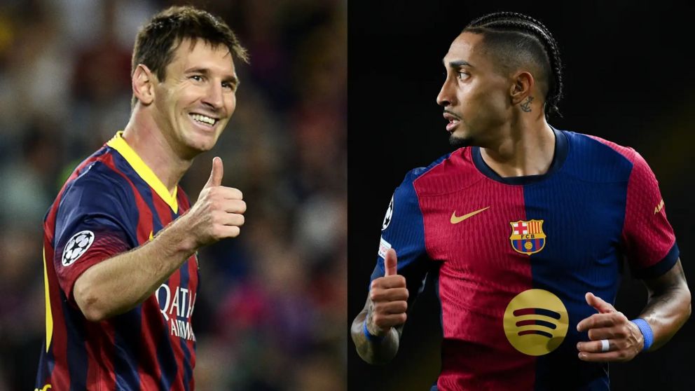 Raphinha está muy cerca de romper una marca de Lionel Messi con el Barcelona en Champions League