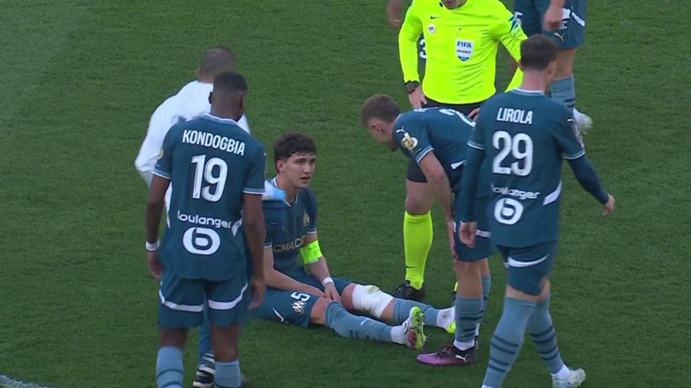 Impactante video: as� Leonardo Balerdi tir� una chilena y acab� lesionado de una rodilla en la derrota del Marsella