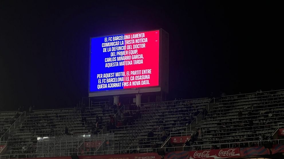 Conmoción en Barcelona: el duelo contra Osasuna fue suspendido por la muerte del médico del club