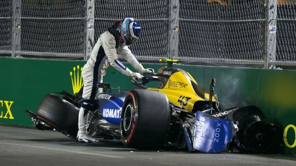 Franco Colapinto tuvo un dramático accidente en la clasificación del GP de Las Vegas de Fórmula 1 y está en duda para la carrera