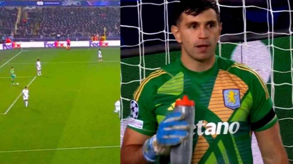 Dibu Martínez no lo puede creer: el insólito penal del defensor de Aston Villa que derivó en la derrota ante Brujas