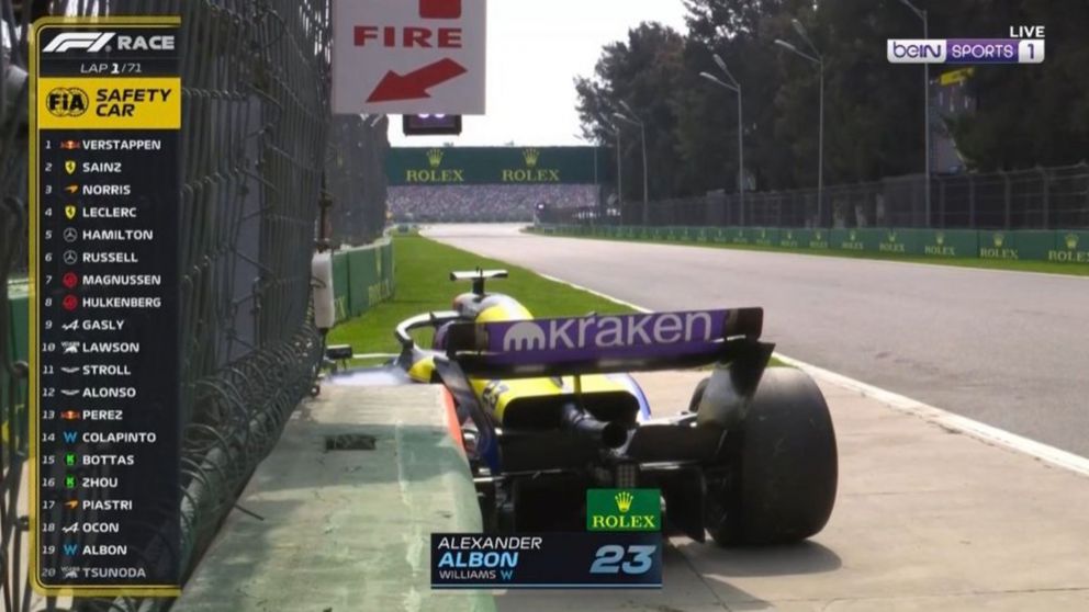 Arranque accidentado en el Gran Premio de México de Fórmula 1: choque y abandono del compañaro de Colapinto en Williams