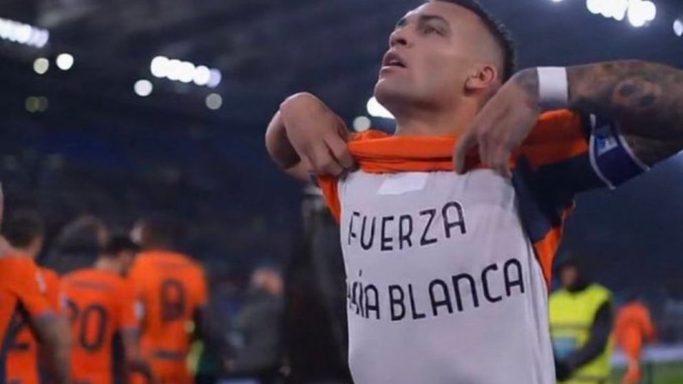 Lautaro Martínez metió un gol con el Inter y se lo dedicó a Bahía Blanca tras la tragedia
