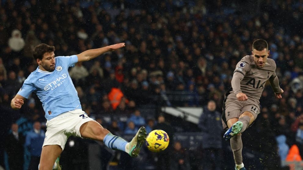 Golazo de Lo Celso en el empate entre el Tottenham y el Manchester City de Julián Álvarez