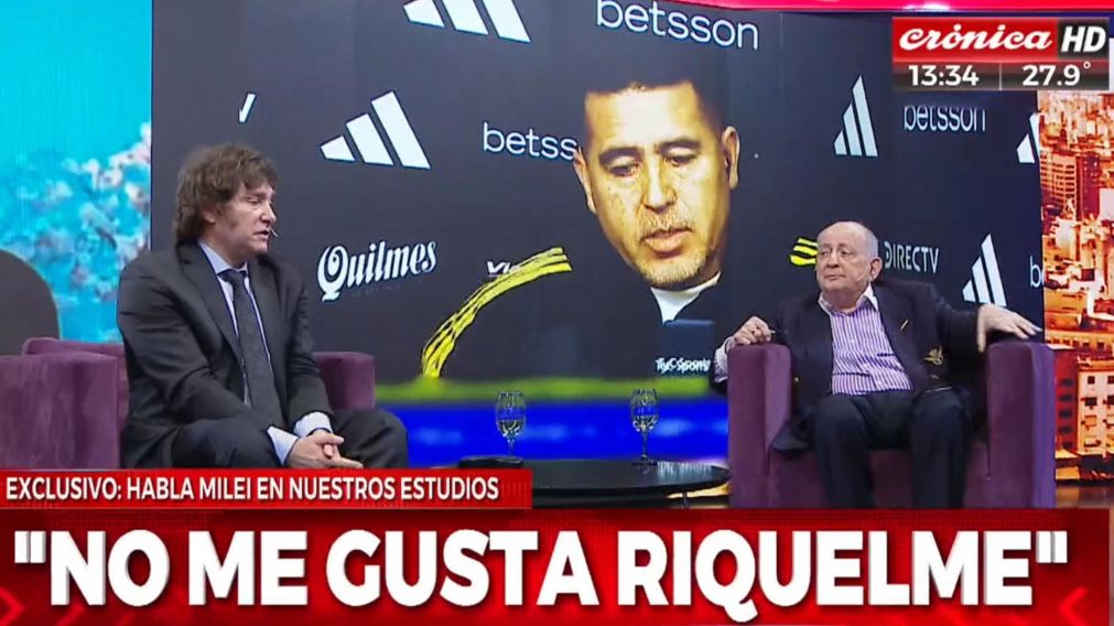 Javier Milei, en Crónica HD: "Era hincha de Boca hasta que Angelici trajo a Riquelme en un acto de populismo"