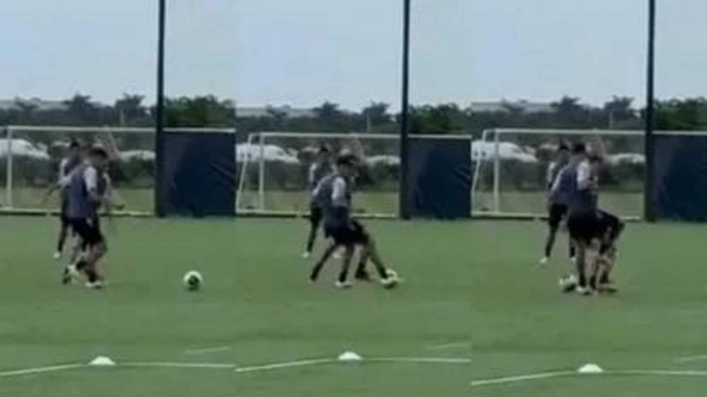 El atrevido caño de Tomás Avilés a Sergio Busquets en el entrenamiento del Inter Miami