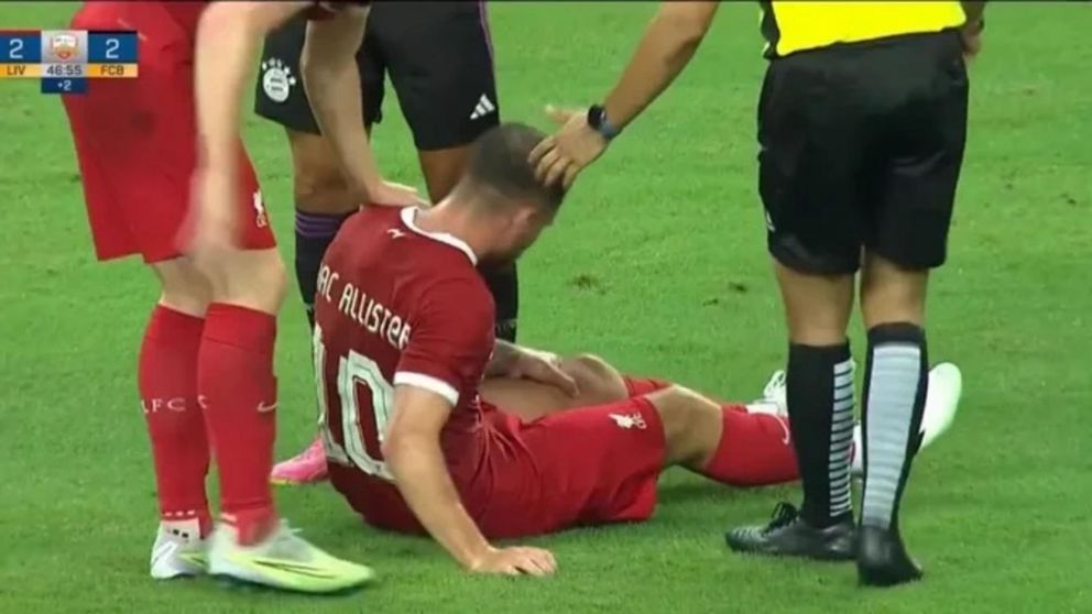 Alexis Mac Allister salió con una preocupante lesión durante el partidazo amistoso entre Liverpool y Bayern Múnich