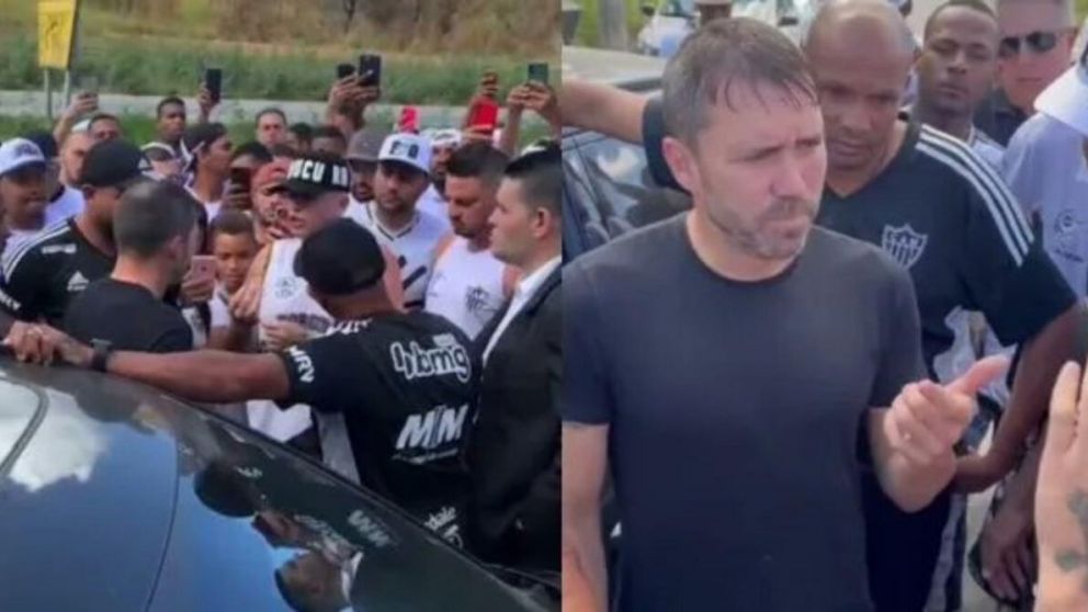 Chacho Coudet fue apretado por la barra de Atlético Mineiro: el video