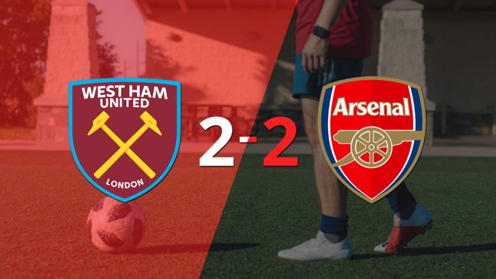 Arsenal sacó un punto luego de empatar a 2 goles con West Ham United