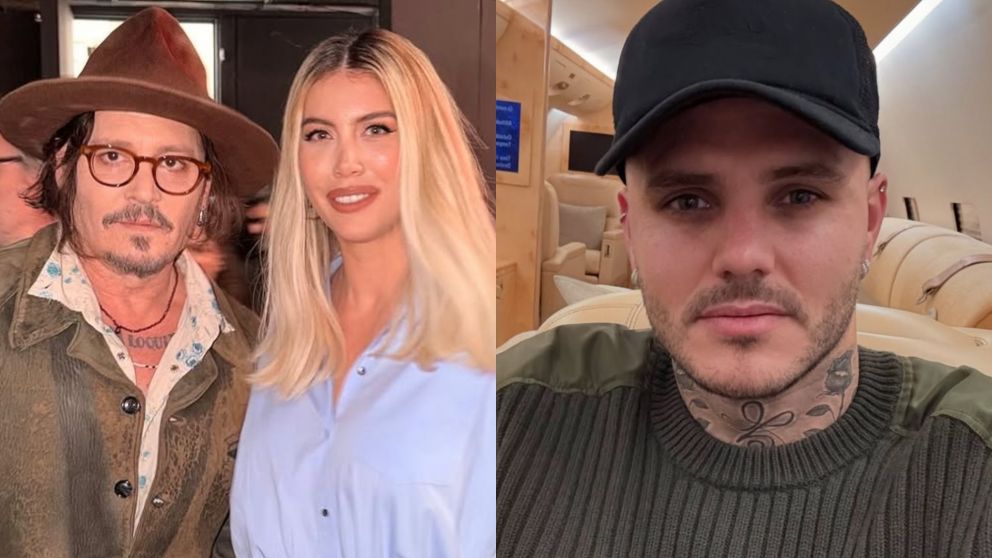 La inesperada reacción de Mauro Icardi tras el encuentro de Wanda Nara con Johnny Depp. (Foto: Instagram/ @wanda_nara y @mauroicardi).