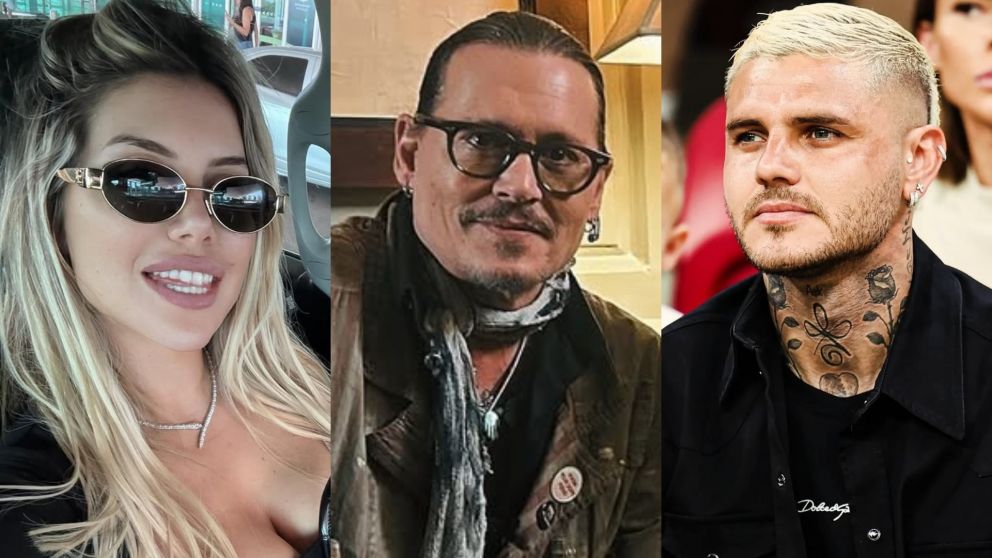 Wanda Nara compartió una foto con Johnny Depp, ¿y chicaneó a Mauro Icardi? (Foto: Instagram/ @wanda_nara @mauroicardi @johnnydepp).