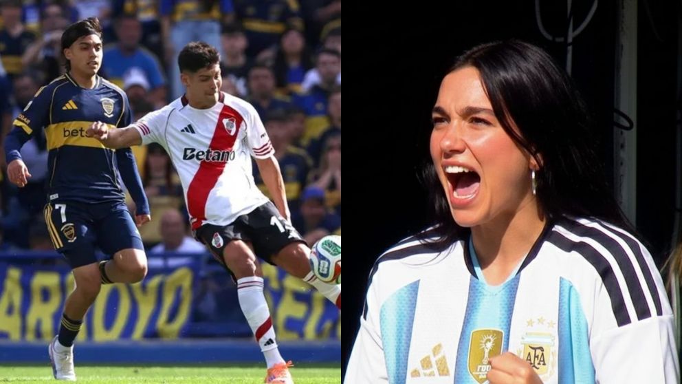 Dua Lipa, visita de lujo en el Superclásico entre Boca y River: su encuentro con Román Riquelme y los memes en redes.