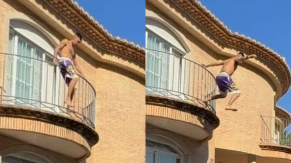 L-Gante se tiró desde un primer piso a una pileta.