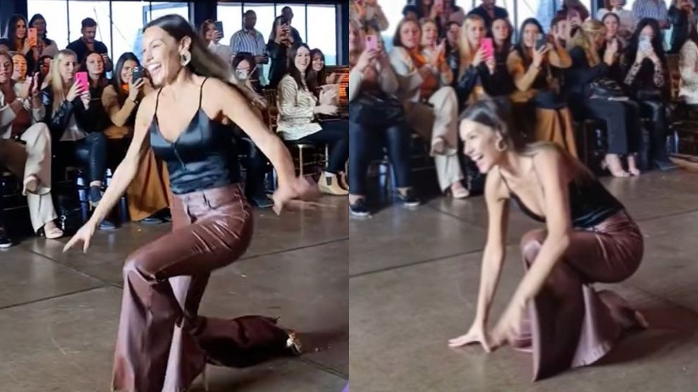 Pampita se resbal� en una pasarela en C�rdoba y su reacci�n se volvi� viral.