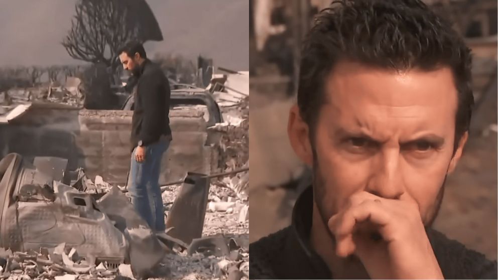 El actor volvió a su casa después de que las llamadas las destruyeron completmente y compartió su dolor (Captura CBS).
