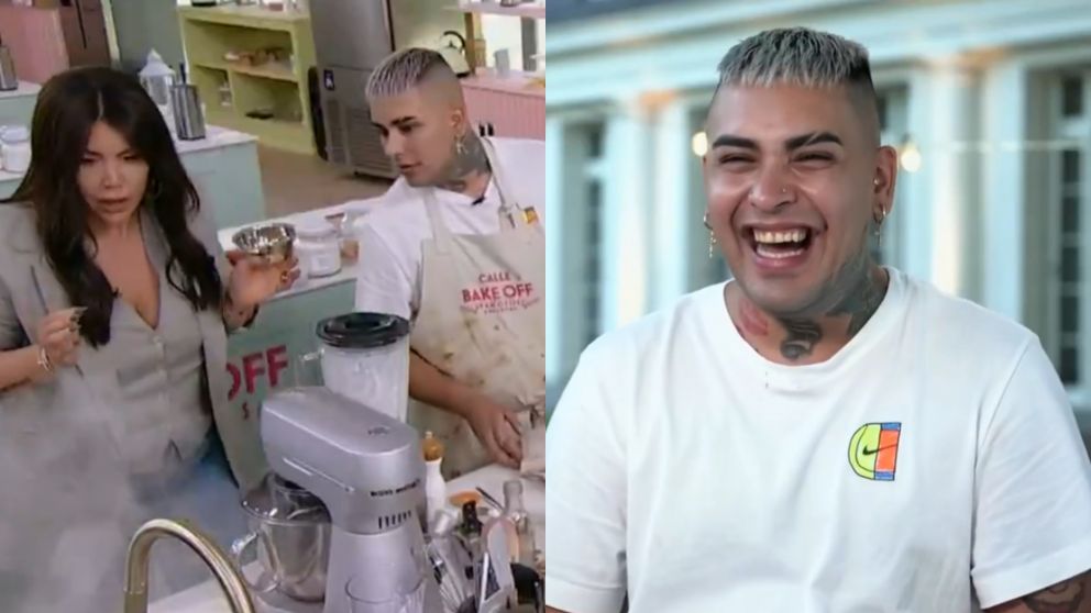 El tremendo susto de Wanda Nara en "Bake Off Famosos" (Foto captura de Telefe).