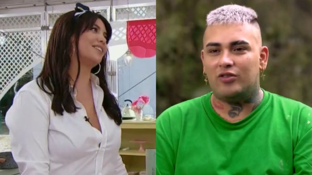 La reacción de Wanda Nara a la respuesta de Callejero Fino en "Bake Off Famosos" (Foto captura de Telefe).