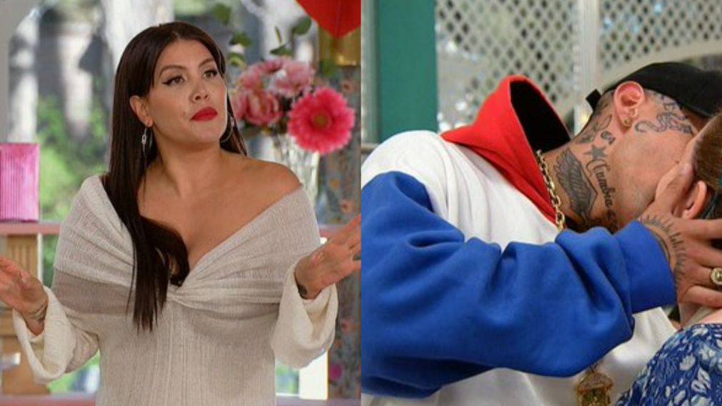 Wanda Nara fue testigo del beso de L-Gante con una concursante de "Bake Off Famosos" (Foto captura de Telefe).