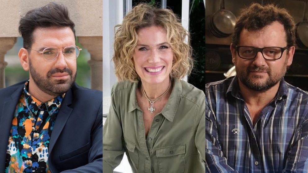 Damián Betular, Maru Botana y Christophe Krywonis son los jurados de "Bake Off Famosos" en Argentina. (Foto: Revista Gente, Rivadavia e Instagram/ @mundochristophe).