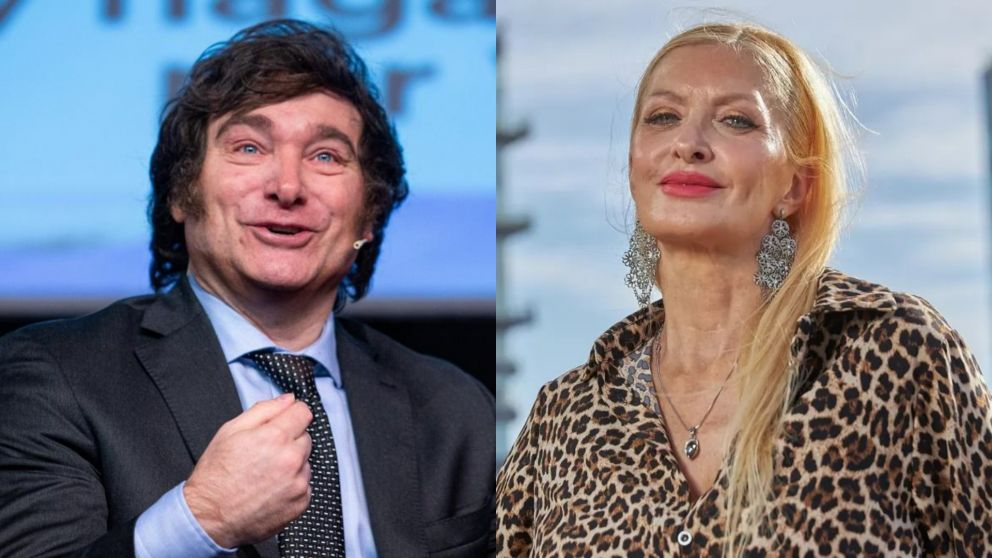 La foto de Yuyito González con su hijo y Javier Milei (Foto web).