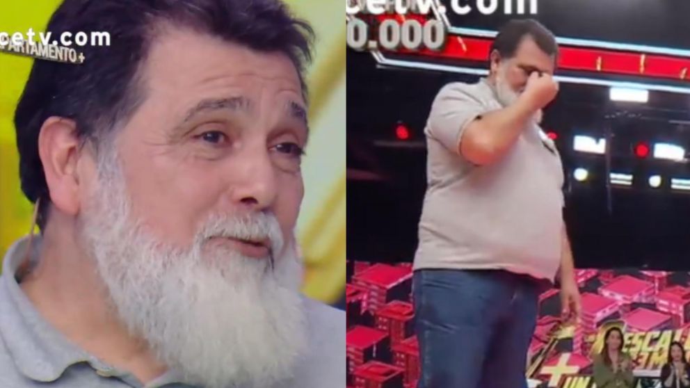 La emoci�n de un participante de "Los 8 Escalones". (Foto captura de El Trece).