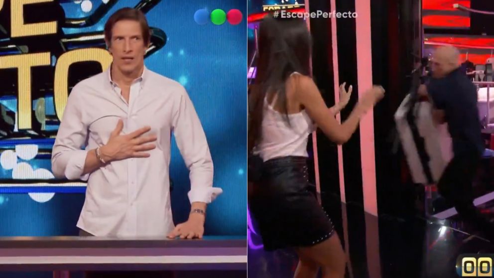 La conductora casi tuvo un accidente en "Escape perfecto". (Captura Telefe)