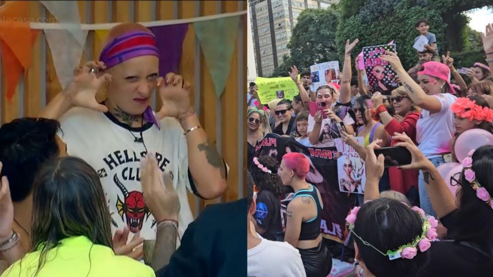 Locura por Furia de "Gran Hermano" en el Obelisco (X/@vckzzzzzz_ y @LeoAriasPrensa)..