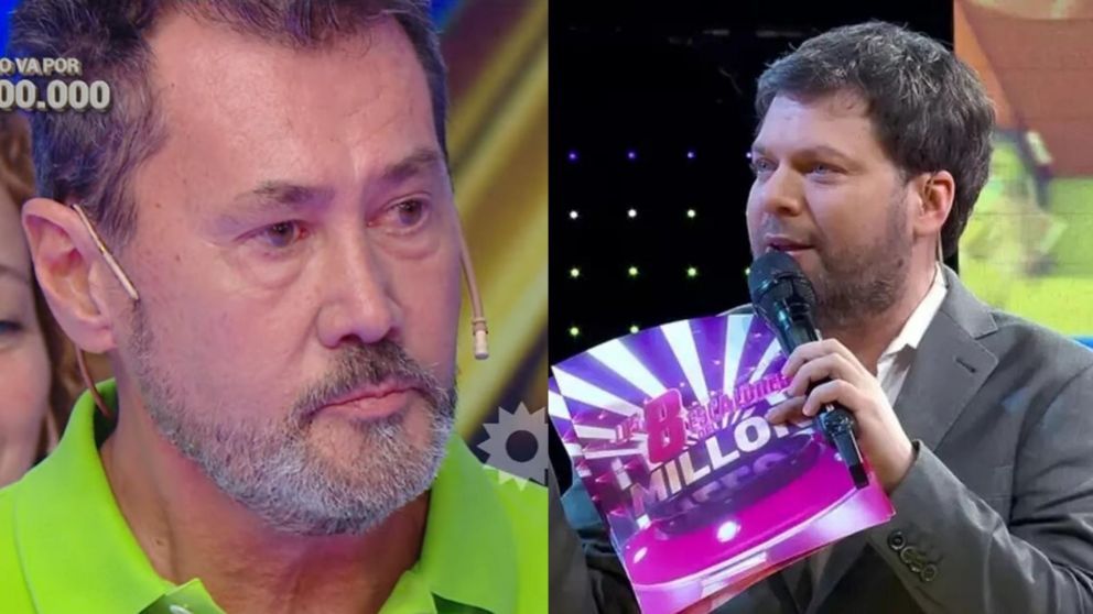 El desopilante momento de un participante de "Los 8 Escalones" con Guido Kaczka (Foto captura El Trece).