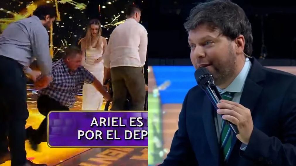 El susto que pasaron los participantes en "Los 8 escalones". (Captura El Trece)