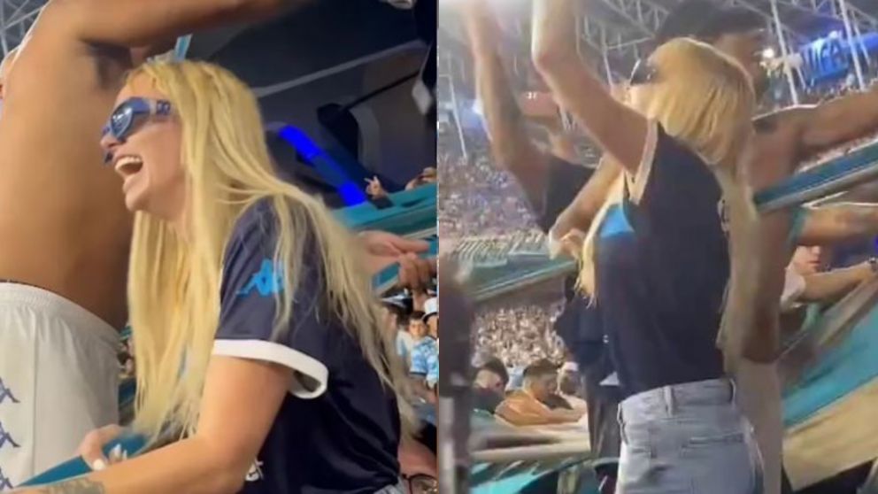 La Joaqui alentó a Racing en plena popular.